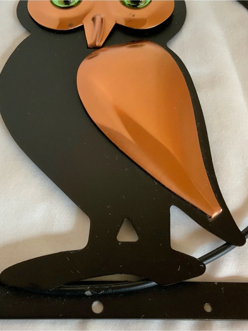 Metal Owl Wall Decor - Black and Copper Accent